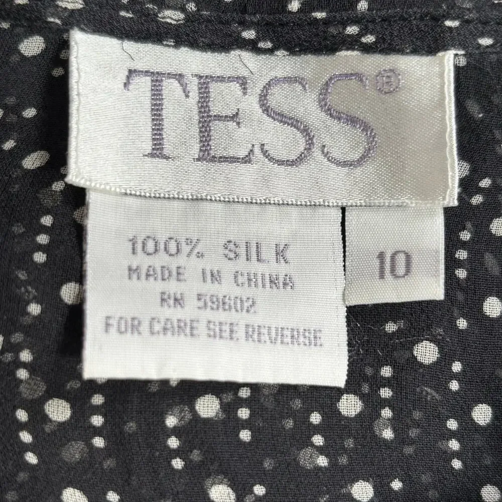 Vintage Blouse Black Sheer Silk Ruffle Top Polka Dot Lightweight Feminine Twee
